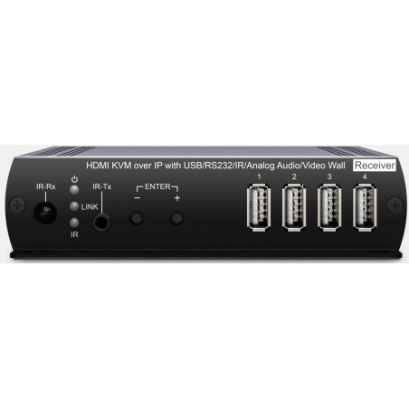 4K@30Hz 4:4:4 HDMI KVM-mottagare av HDMI-video över IP / punkt till punkt med RJ45. PoE.