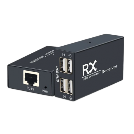 4 Port USB2.0, förlängare, 120 meter, förlängare över RJ45 patchkabel. Stabil 5VDC på USB-port