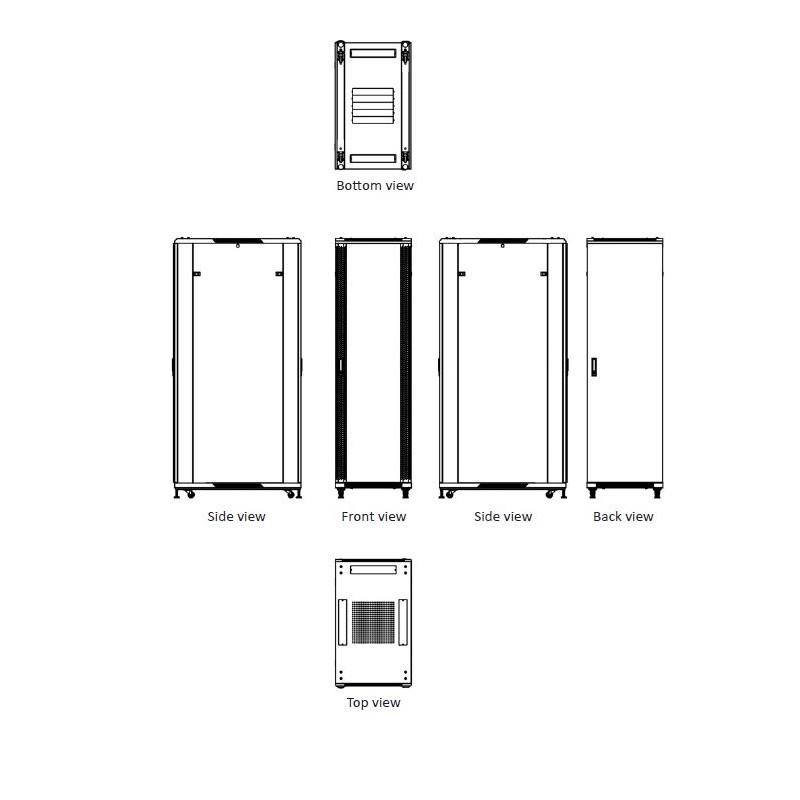 22U 19" rackskåp med glasdörr och lås
