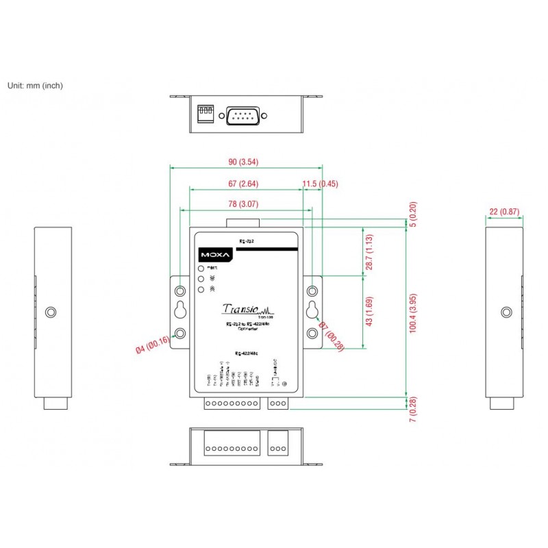 Seriel konverter RS422/485 isoleretforSerial and Parallel
