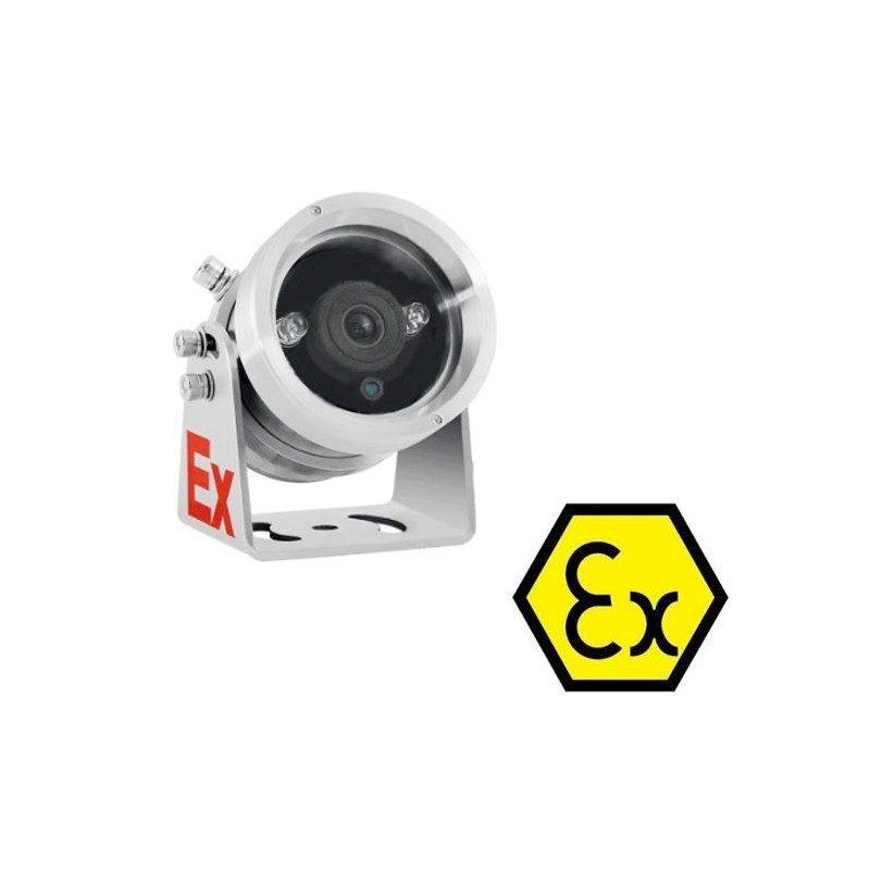 2MP ATEX Zone 1 och 2 CLASS IIC IP Bullet-kamera i 304 stålhölje, IP66, 4mm objektiv. IR. PoE och 12VDC