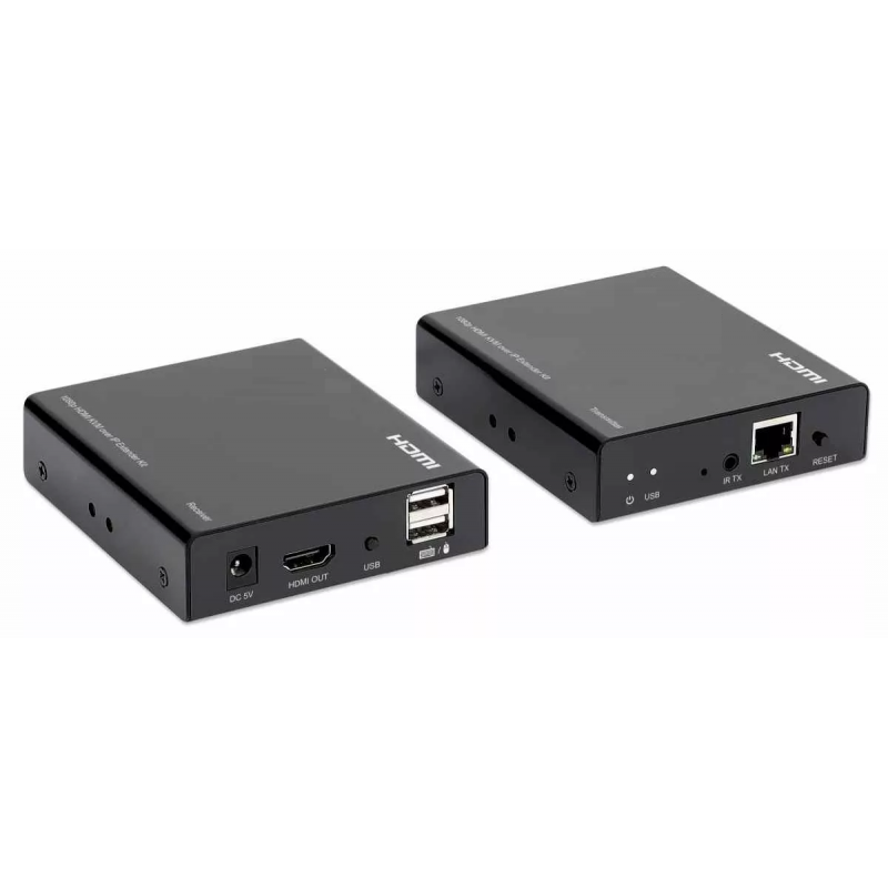 HDMI KVM extender 120 meter från Cat 6a / 7 RJ45-kabel, över LAN, IR, USB