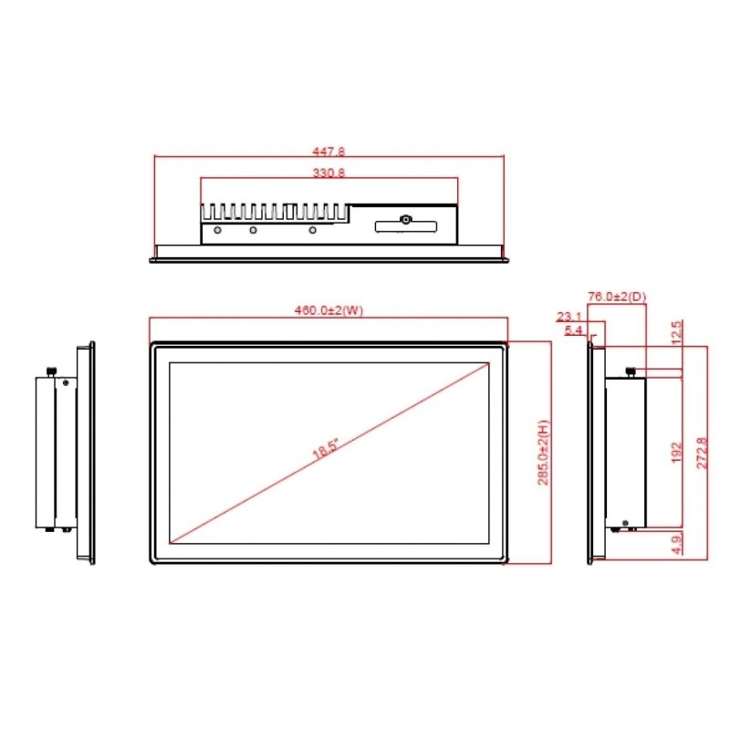 18.5 Wide screen panel pc barbone, 8/9.th Gen. Intel i7/i5/i3 & Celer...