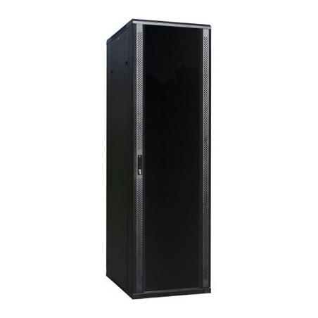 21U 19 "rackskåp, 80cm djupt svart. 2 dörrar och slag