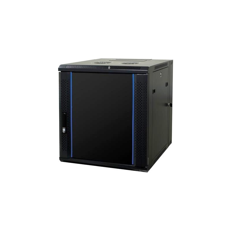 12U 19 "Rack cabinet, 60cm deep, 2 doors, with 2 x blower in top, black, 600x600x635mm (BXDXH)