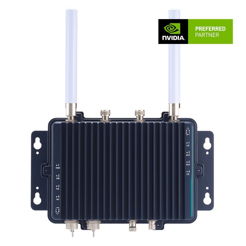 Rugged IP67-rated Fanless Edge AI System with NVIDIA® Jetson Xavier™ NX, HDMI, 1 GbE PoE, USB -30°C to +50°C