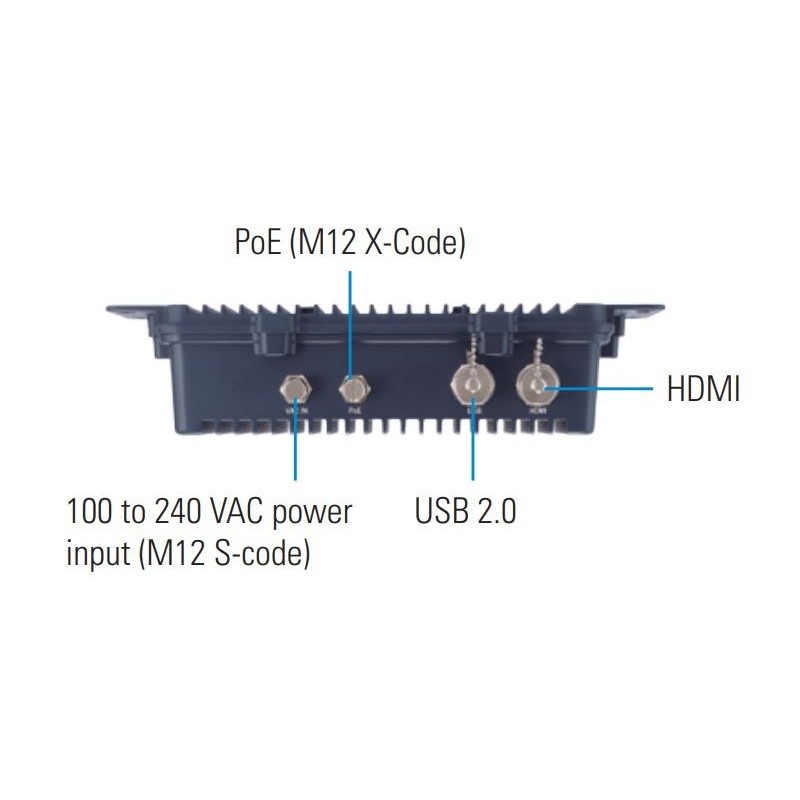 Rugged IP67-rated Fanless Edge AI System with NVIDIA® Jetson Xavier™ NX, HDMI, 1 GbE PoE, USB -30°C to +50°C