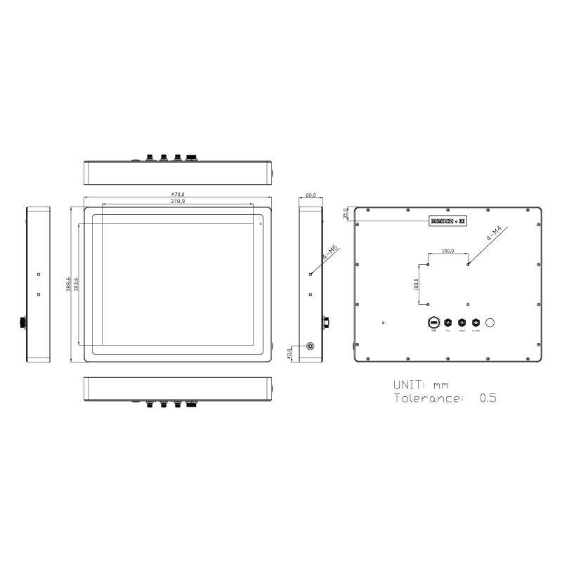 Waterproof 19 "monitor with touch for medico use, production