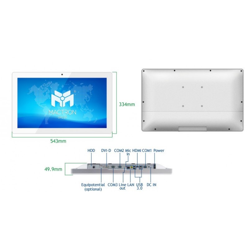 21,5" medicinsk panel PC i3,i5,i7, Celeron, läkarintyg, antibakteriell, touch