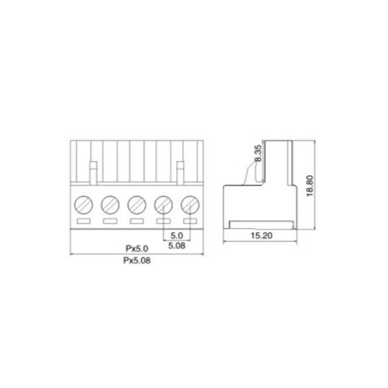 3-Pole Screw Terminal Block for Industrial PCs - 2EDG 5.08mm