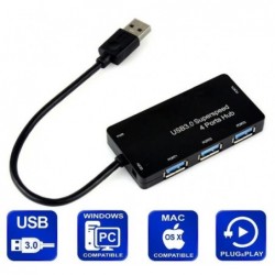 USB Hub super speed - 4 ports - USB 3.0 - 50cm cable windows, MAC OS