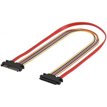 SATA-förlängningskabel 6 Gb/s 22-stift hane till SATA 22-stift hona (5 V + 12 V), 30 cm