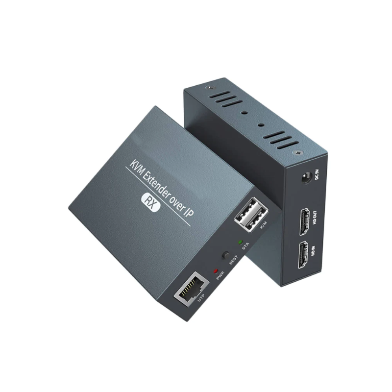 HDMI KVM extender 150 meters of Cat 6a / 7 RJ45 cable, over LAN, IR, USB