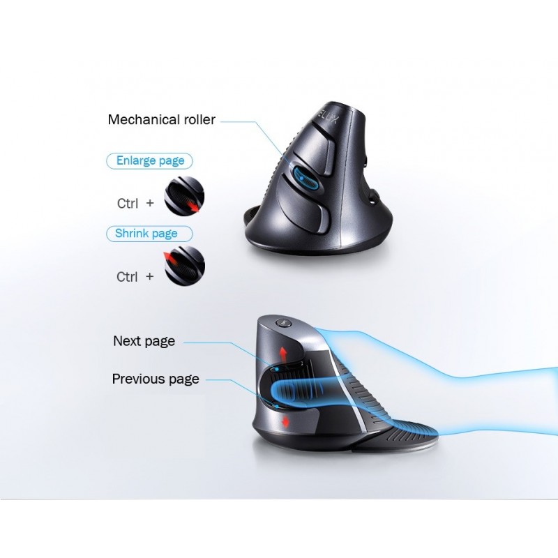 Ergonomisk trådlös USB-mus - Undvik smärta i axel och rygg