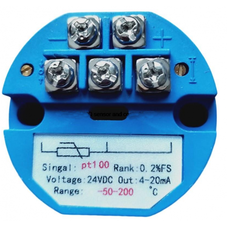 Pt100 sändare - 2 eller 3 ledare, 4-20mA utgång. Temperatur från -50 till 150°C