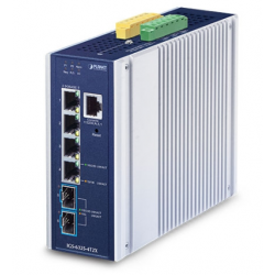 6 ports Managed switch, 4 x RJ45 10/100/1000/2500Mbps, 2 x SFP slot 1000/2500Mbps 9-48VDC or 24VAC supply voltage