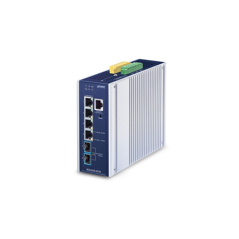 6 ports Managed switch, 4 x RJ45 10/100/1000/2500Mbps, 2 x SFP slot 1000/2500Mbps 9-48VDC or 24VAC supply voltage