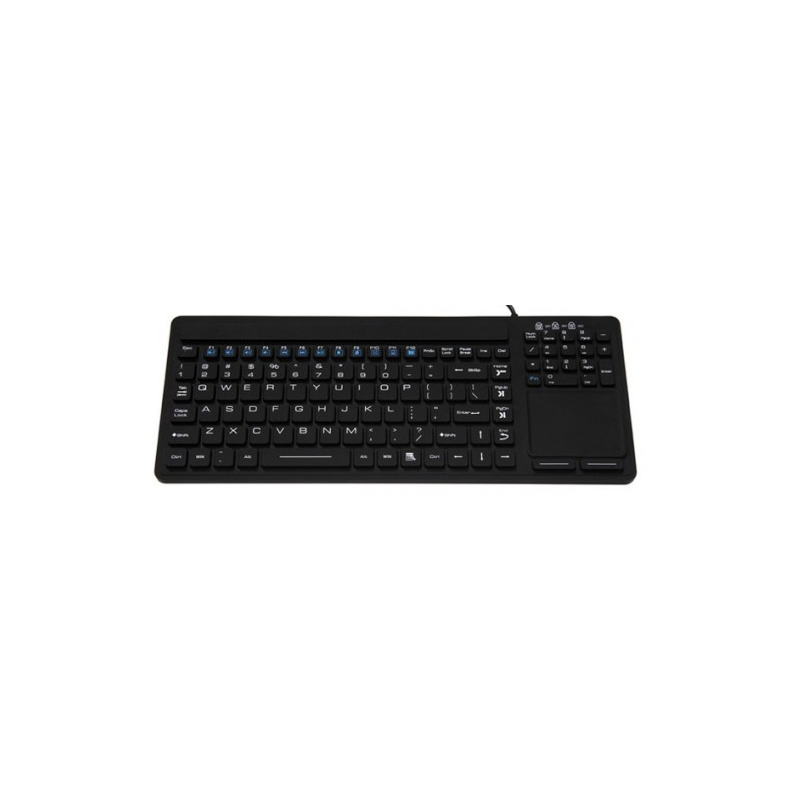 IP68 sealed medico silicone keyboard, black with touchpad, UK character set, USB