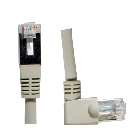 Grå nätverkskabel med 90º vänster vinkelkontakt, 1,0 meter