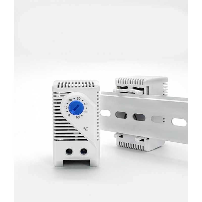 Cabinet Thermostat 0 to 60°C, 230VAC DIN mounting close contact NO function