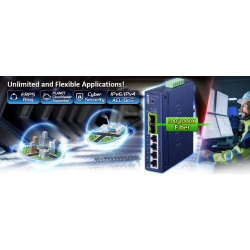 6 ports managed switch 4 x RJ45 10/100/1000Mbps, 2 x 100/1000Mbps SFP slot. Redundant Ring