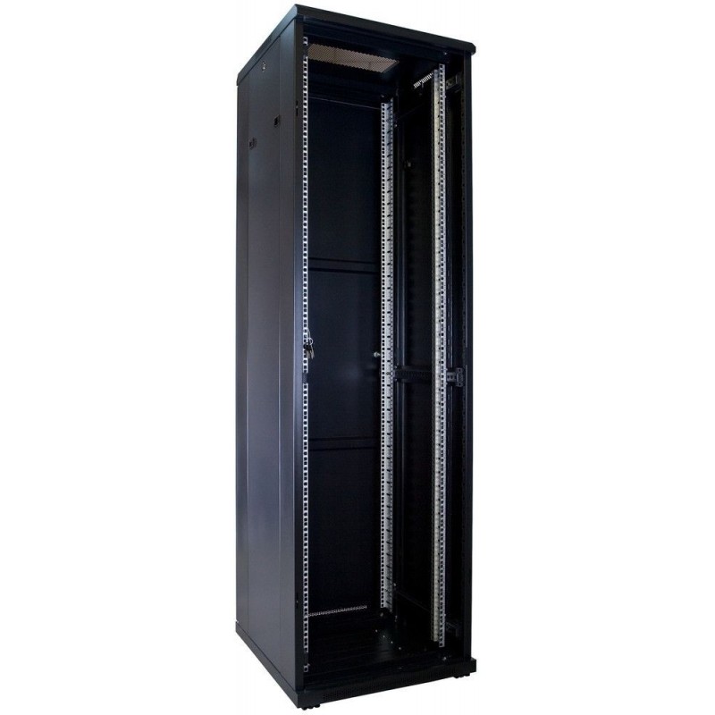 42U Rack cabinet 60x60cm glass door Complete, Black