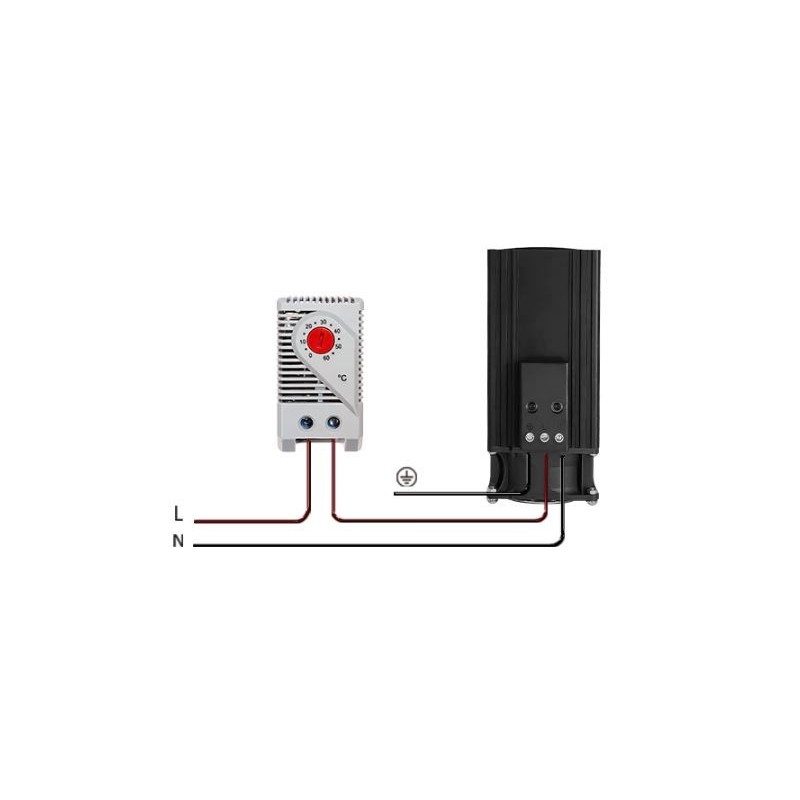 300 Watt PCT heating element with fan. DIN bracket. 110 - 240VAC.