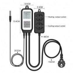 Double Digital temperature controller from -30 to +105°C, WiFi and APP