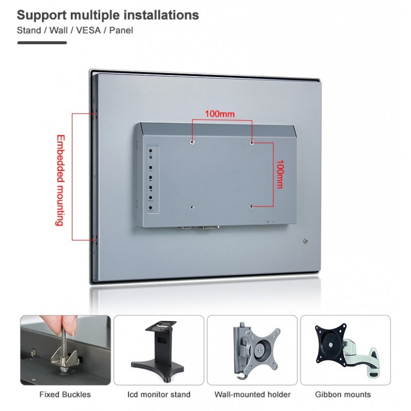 17 IP66 high nits Touch Monitor med PCAP Touch och HDMI/VGA/DVI videoportar