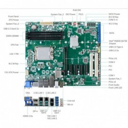 Industrial ATX motherboard 10GBit ethernet, Quad display, USB 3.2, Long Life, 4K, GPU Support virtual GFX-SR-IOV, RS232