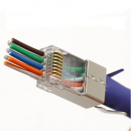 RJ45-kontakt: STP CAT6A/CAT7/CAT8, guldpläterad, 1,5 mm hål | Silver
