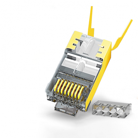 RJ45-kontakt: STP CAT6A/CAT7/CAT8, guldpläterad, 1,5 mm hål | Gul