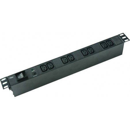 Grenuttag till 19” IT skåp, 8 x C-13 (IEC, apparatkontakt) hona, svart