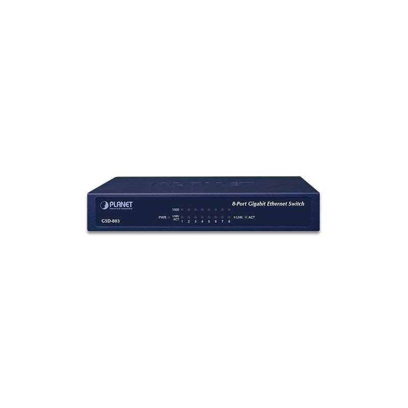 8-portars gigabit-switch med PoE, 5 Vdc-matning
