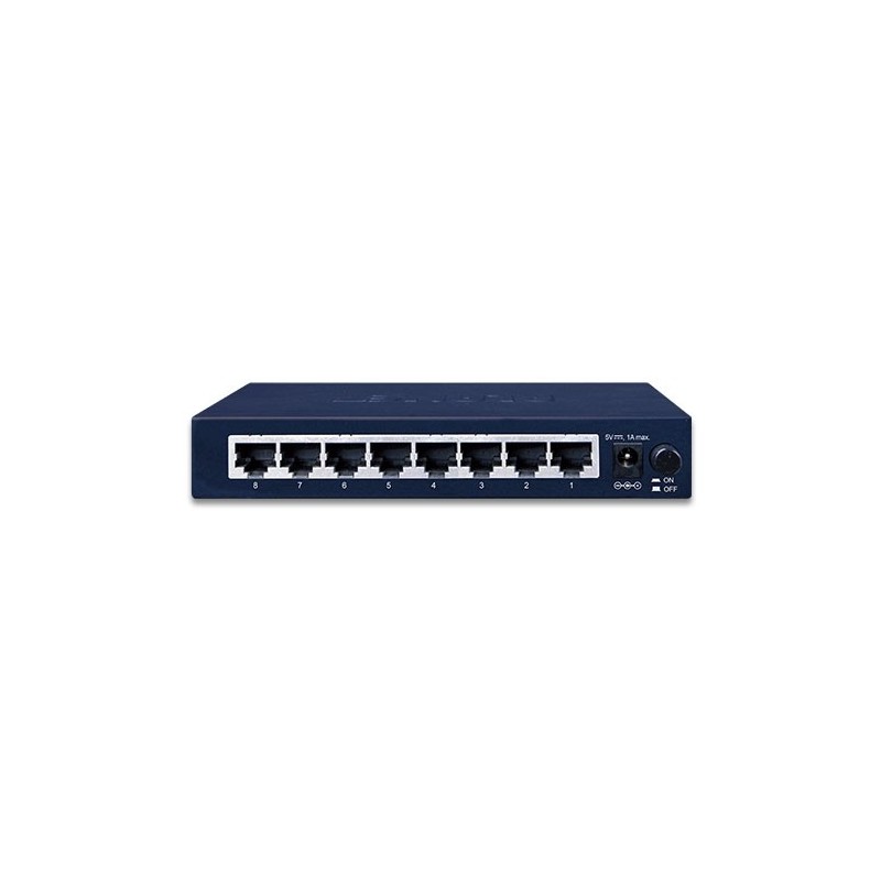 8-portars gigabit-switch med PoE, 5 Vdc-matning
