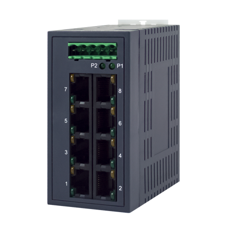 8 ports switch 10/100 RJ45 DIN IP50 - Unhaneaged, 9-48VDC