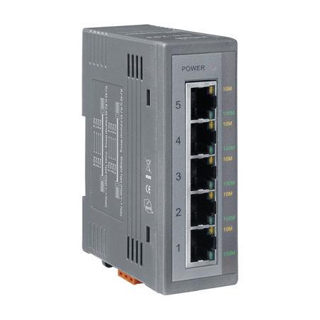 Industriell 5-ports switch 10/100/1000 Mbit RJ45 DIN-skena - Ohanterad, 12-56VDC