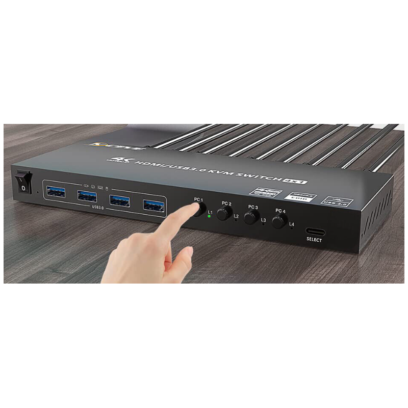 4-Port HDMI KVM Switch with USB 3.0, 4K@60Hz Support