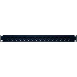 16 ports Patch panel med 16 x RJ45 UTP gennemgangs stik, 1U, sortfo...