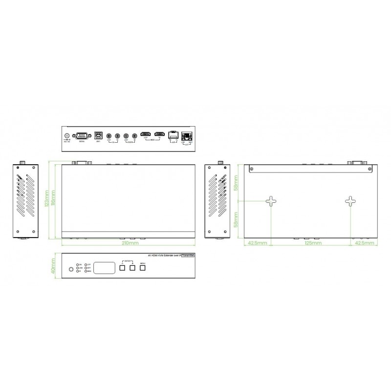 4K@30Hz 4:4:4 HDMI KVM Extender TX over IP / punkt til punkt med RJ45 (150m) eller Fiber (60km)