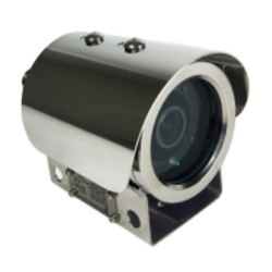 Explosion-proof 2MP ATEX Zone 1 and 2 CLASS IIC IP camera in 316L steel housing with motot zoom. IP68