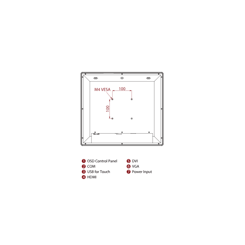 19 Marint godkänd panelmonitor - DNVGL-CG-0339 IP66 Touch