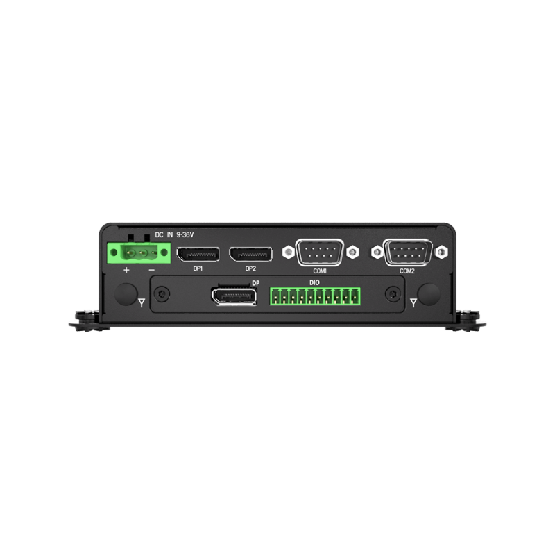 Fläktlös Embedded PC UL-godkänd certifierad Celeron PC SIM, RS232,TPM 2.0, 2xDP Dual display