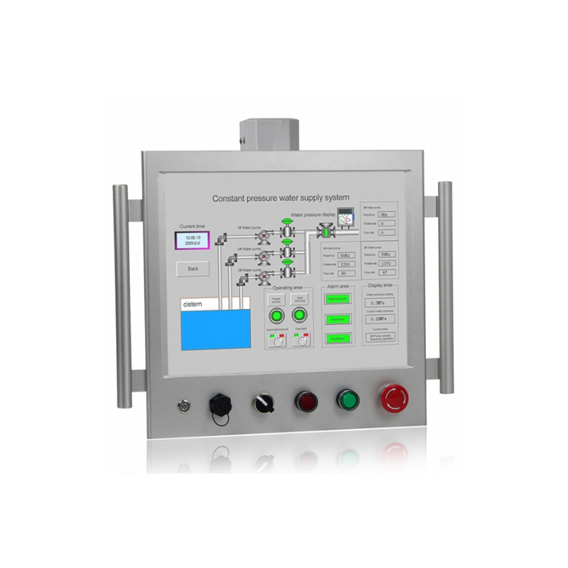 Robust 17" HMI, Panel PC with touch screen IP65 with control buttons and power switch on the front