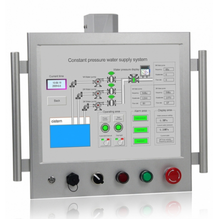 Robust 17" HMI, Panel PC with touch screen IP65 with control buttons and power switch on the front