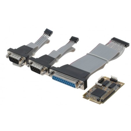 Mini PCI MPCIex med seriell RS232 och LPT parallellport
