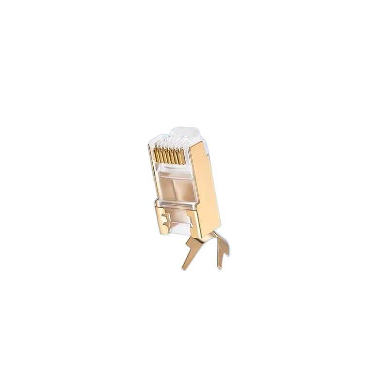 Network-ready RJ45 plug with pass-through cat.8 7 6a shielded STP Gold plated Quality