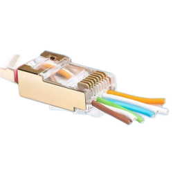 Network-ready RJ45 plug with pass-through cat.8 7 6a shielded STP Gold plated Quality