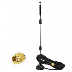 9 dBi Wifi Dual Band whip antenna with magnetic base. 3 meter cable with RP-SMA male