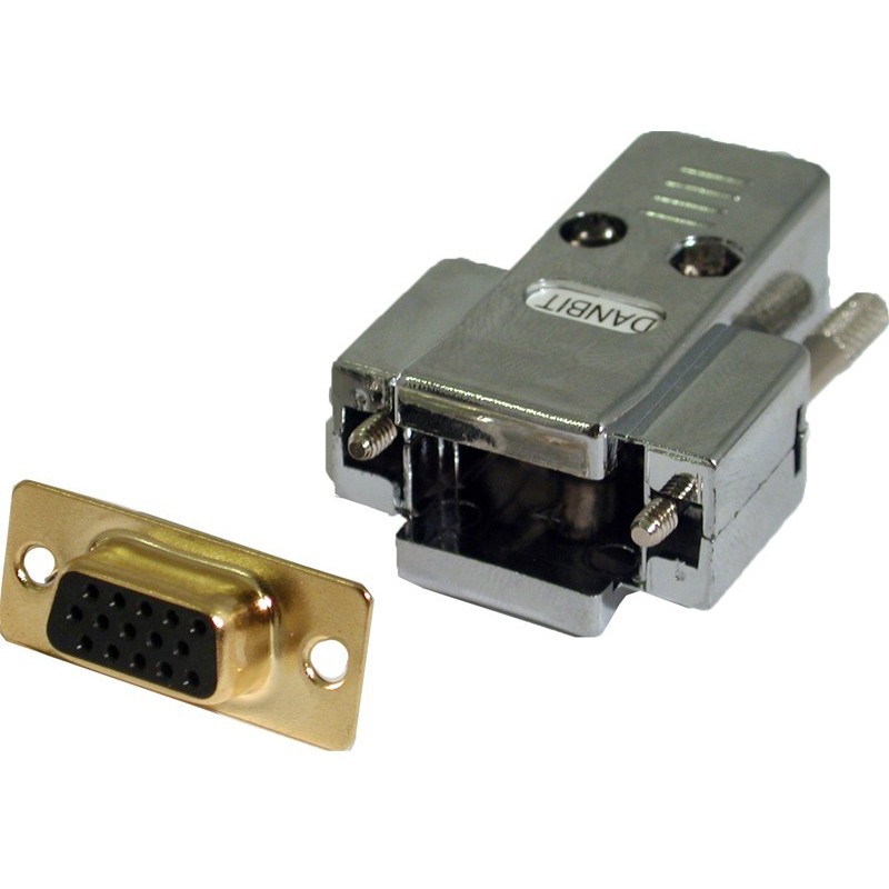 DB15HD-kontakt godlpläterad, VGA-uttag för lödning